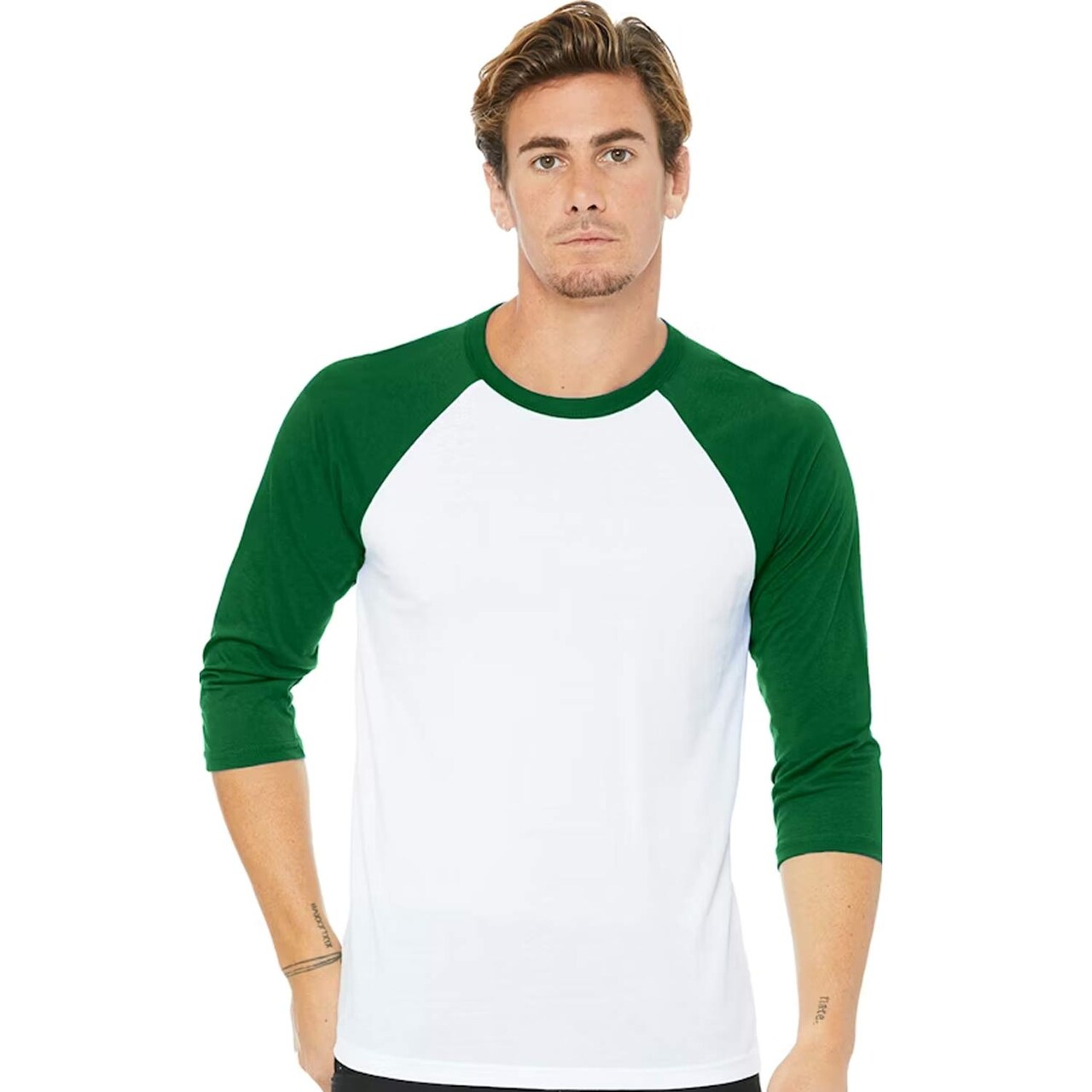 BELLA+CANVAS Three-Quarter Crewneck Baseball T-Shirt Raglan Sleeve Unisex Cotton Blend Casual Wear Athletic Style Tee